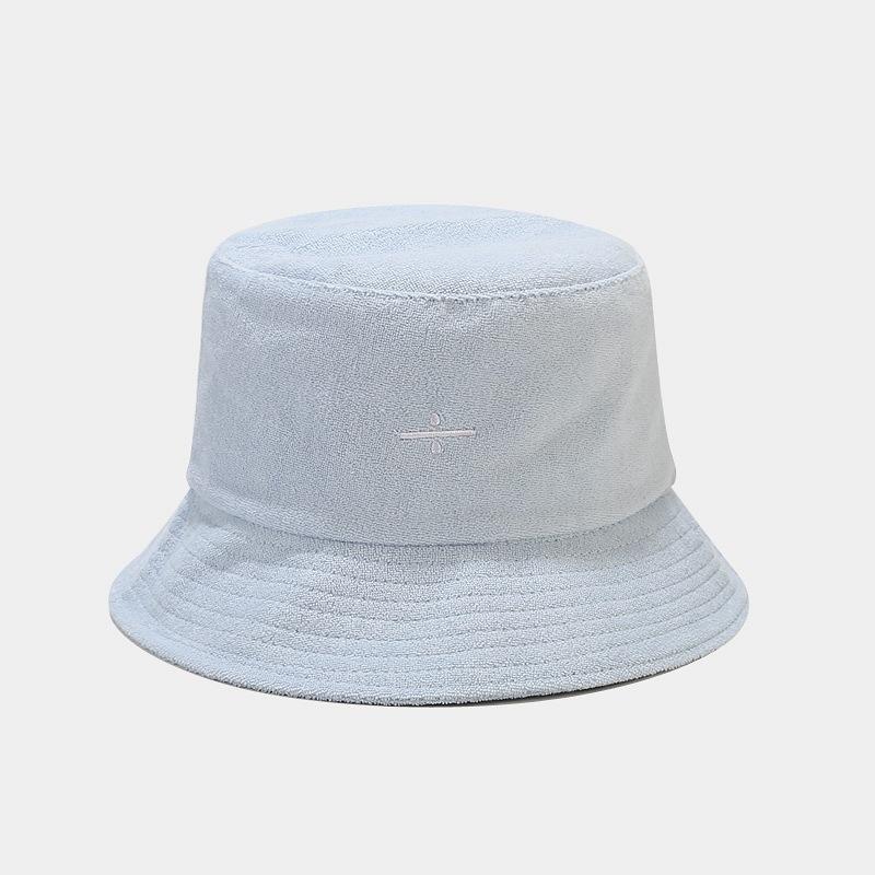 Korean Version of the New Towel Material Bucket Hat Symbol Embroidery Internet Celebrity Foldable Basin Hat Spring and Autumn Outdoor Visor Hat Chil