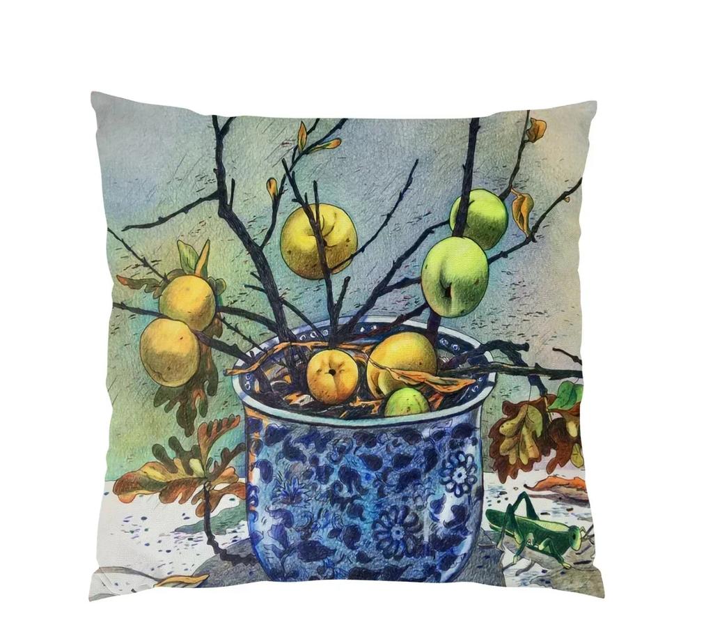 Retro Oil Painting Fruits And Vegetables Pepper Flower Pattern Pillowcase Car Living Room Sofa Decoration Pillowcase 45*45Cm
