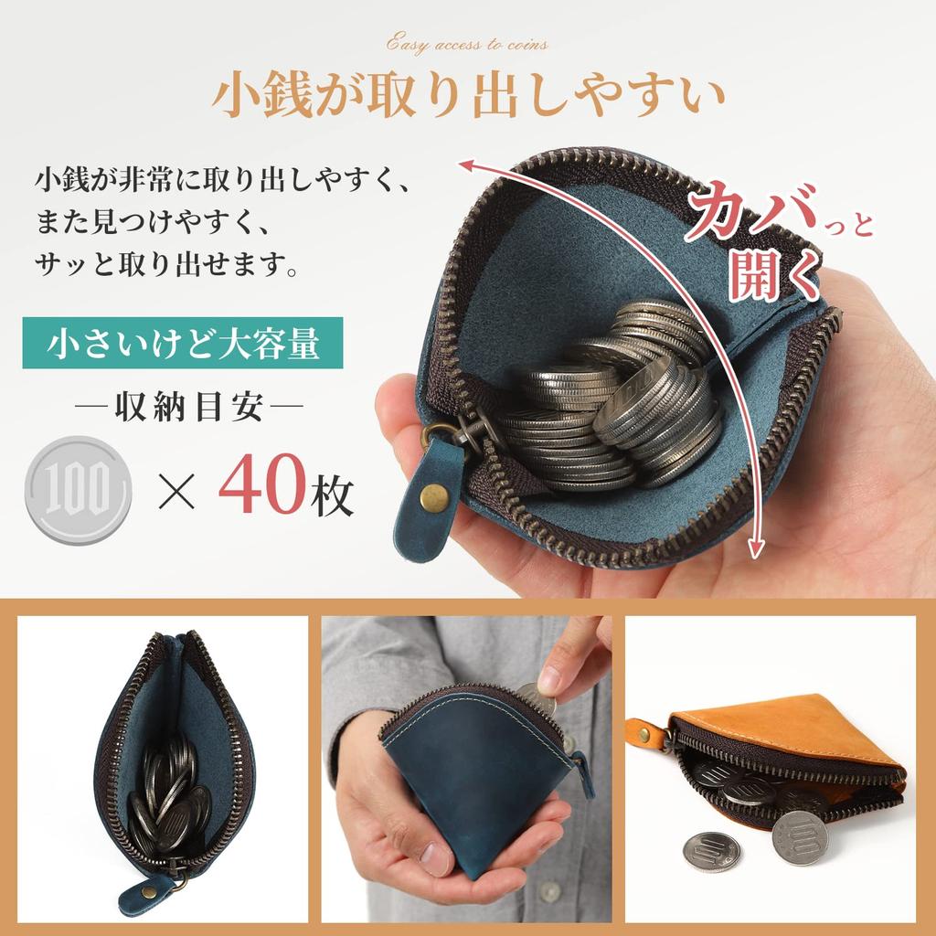 Kameto Bag Manufacturing Small zipper wallet with genuine leather and YKK Compact and compact mini coin case for men and genuine Co., Ltd. L-shaped