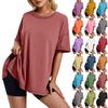 Mode Lässig Locker Damen T-Shirt Einfarbige Kurze Ärmel Rundhals