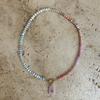 Natural Stone Pendant Colored Beaded Necklace Summer Beach Dopamine Necklace