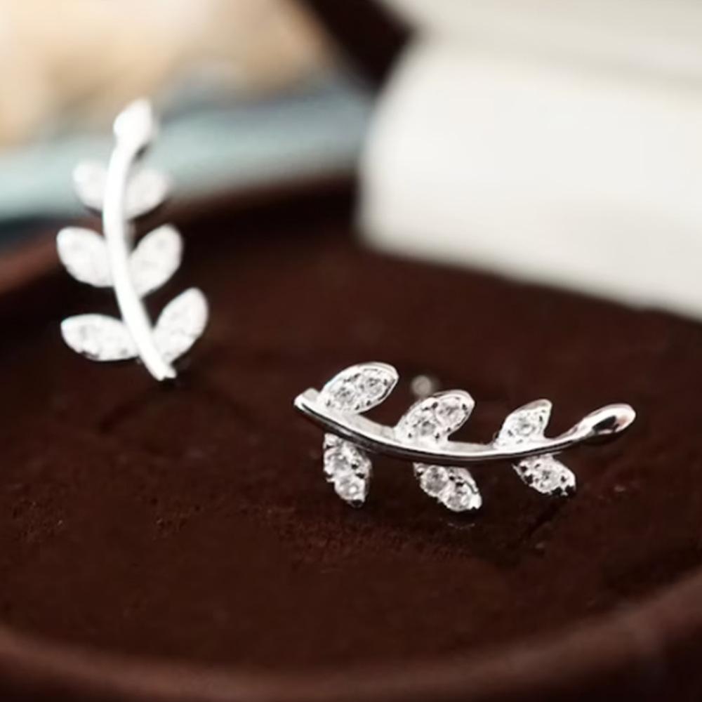 1Pc Plated Leaf Earrings Synthetic Zircon Leaf Earrings Multifunctional Earrings