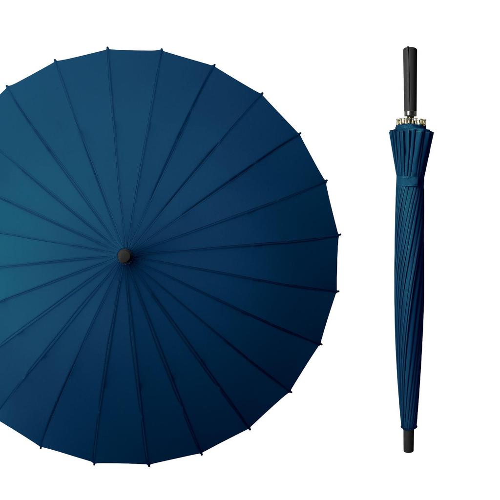 24-Speichen Farbwechselnder Langgriff-Regenschirm für Damen, Extra-Groß, Winddicht, Gebogener Griff, Herren-Stockgriff, Logodesign