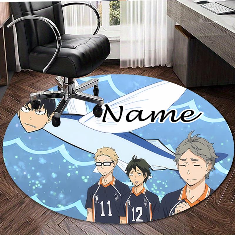 Personalized Haikyuu Round Chair Office Rug - Perfect for Mat, Office Chair & More - Ideal Gift for Birthdays and Holidays