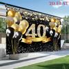 2D 50. Geburtstag Glitzer Hintergrund, Blau Gold Happy 50th Birthday Party Hintergrund Banner