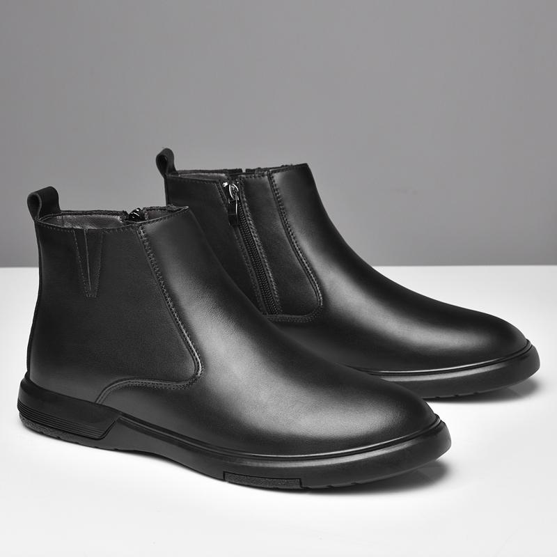 Autumn Winter High-Top Genuine Leather Shoes Classic Men'S Chelsea Boots New Fashion Male Ankle Boots Versatile Business Botas