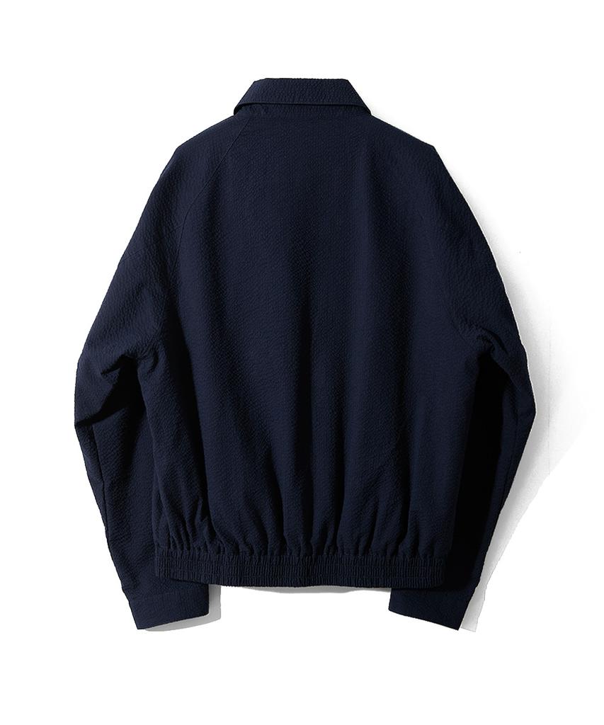 Horlisun Visitor Harrington Seersucker Jacket Navy