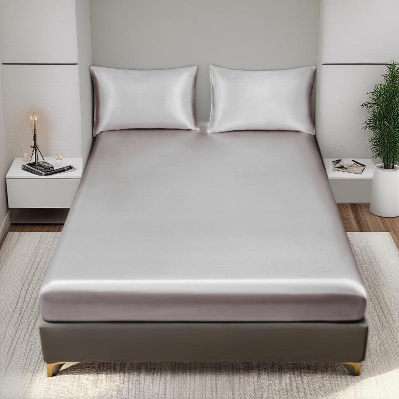 Custom Satin Washed Silk Fitted Bed Sheet & Pillowcase Set