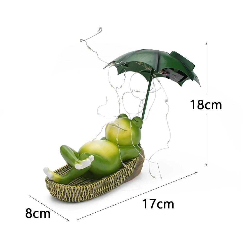 

Solar Garden Frog Ornament with Umbrella Resin Craft Outdoor Yard Decor European Style Figurine For Patio Lawn