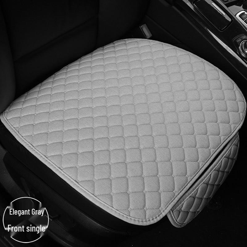 All-Season Breathable Linen Car Seat Cushion Set with Polka Dot Embroidery