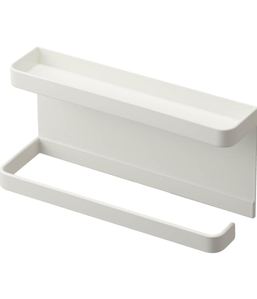 Yamazaki Magnetic Umbrella Holder with W20 x D7 x Smart Umbrella Stand for Entryway Storage with 5041 Tray, White, Approx. H9.5cm, Hooks,