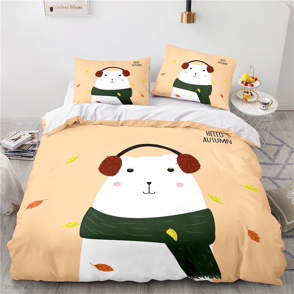 3D Cartoon Cute Lion Pattern Duvet Cover Sets with Pillowcase Bedding Set Single Double Twin Full Queen King Size Bedroom Decor
