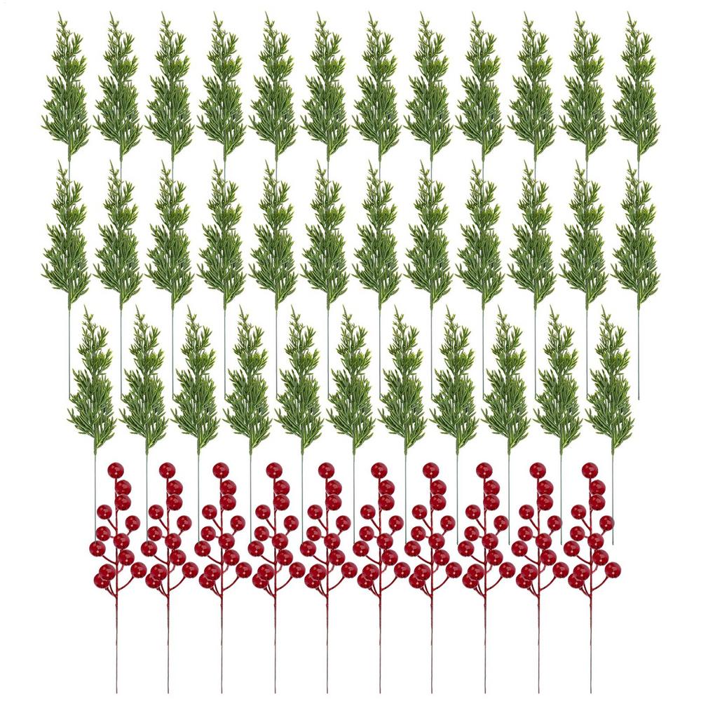 

45 шт. Рождественские искусственные сосновые ветки Декоративные Искусственные Рождественские Зеленые Растения Сезонные Домашние Украшения для Стола