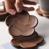 Walnut Wood Coaster Flower Petal Cushion Kungfu Tea Cup Mat Home Resistant Drink Mat Coffee Cup Pad Table Decorative