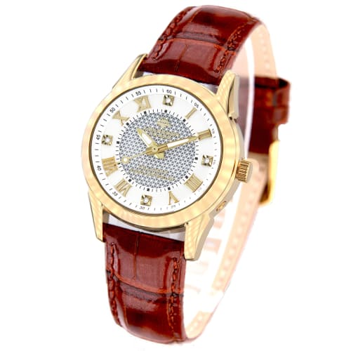 

John Harrison J.H-085LGW Solar-Powered Radio-Controlled Women s Watch with Four Natural Diamonds