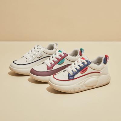 Casual Chunky Platform Sneakers for Women Lace-Up Walking Shoes Comfortable PU Leather Non-Slip Running Sneakers Women's Athletic Workout Tennis Shoes