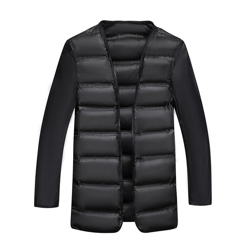 Winter New Men's Woolen Coat Medium and Long Flip Collar Down Removal Liner Down Coat Men's Coat