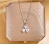 1 Pcs Three Hearts Clover Necklace Simple Rhinestone Pendant Delicate Clavicle Chain Women's Girls' Elegant Accessories