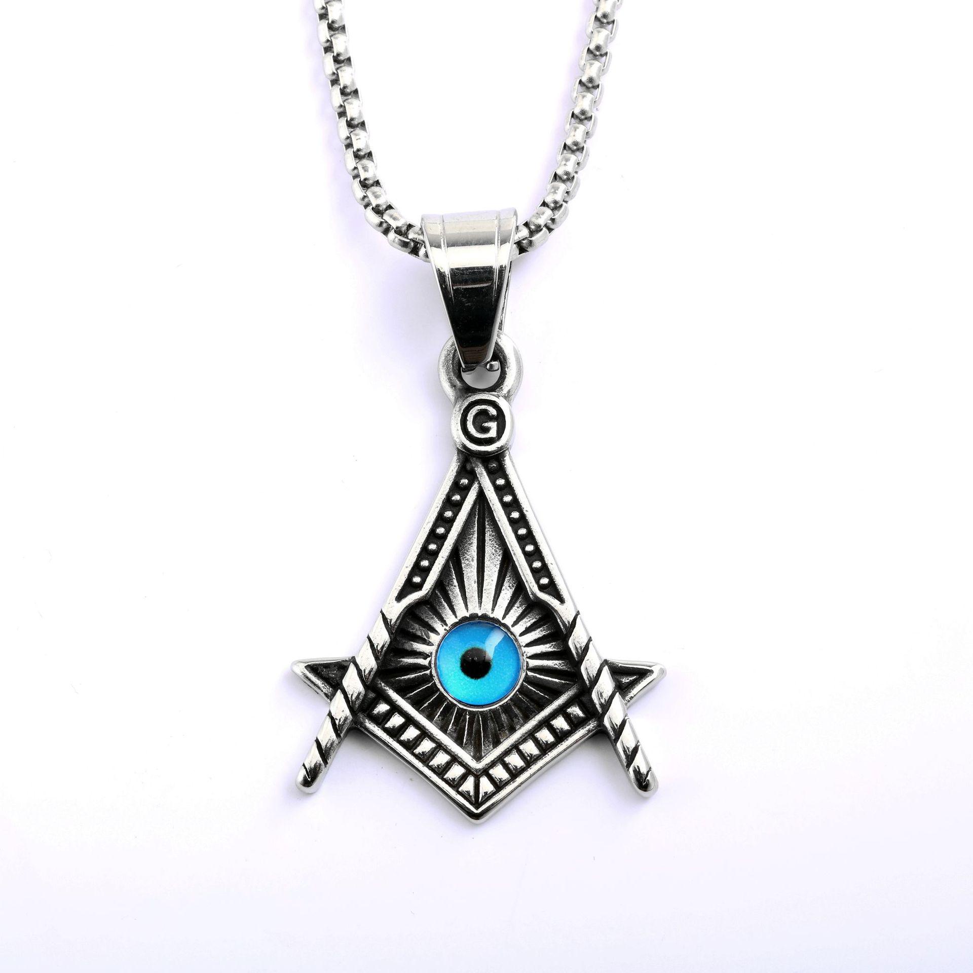 Ретро Европейский Нержавеющая Сталь Вставка из Драгоценных Камней Унисекс Подвеска Ожерелье