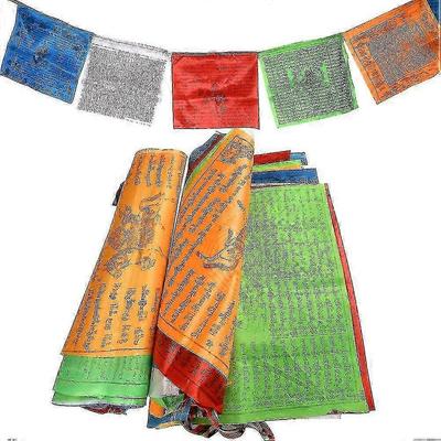 Zahradní dekorace 2 ks 7M Budhistické molitvenní praporky Tibetské budhistické vlaječky (35,5 x 35,5 cm) Venkovní dekorace - Sjue