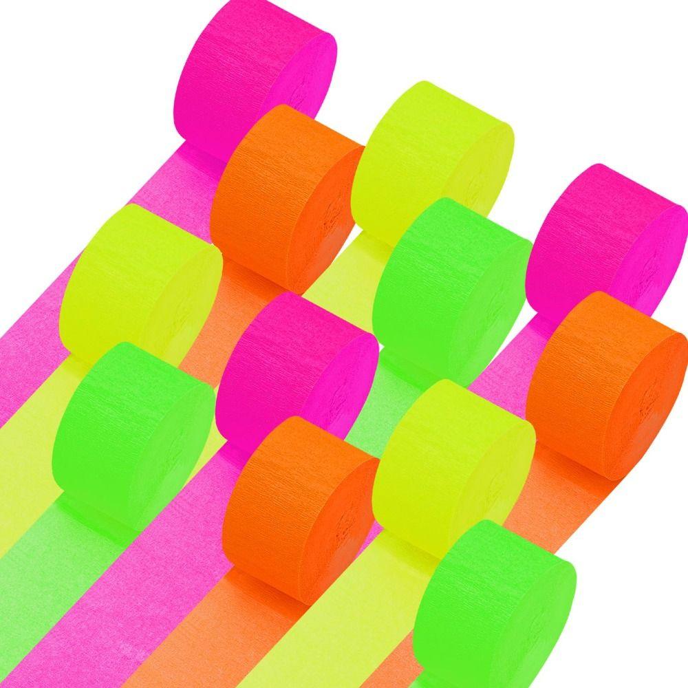 

8 рулонов двухсторонней флуоресцентной неоновой гофрированной бумаги Blacklight Reactive Glow Streamer на день рождения