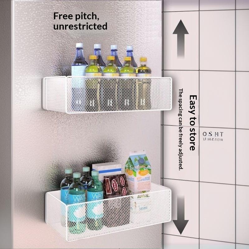 Heavy Duty Metal Magnetic Refrigerator Storage Rack Large Capacity Space Saving Organizer for Pantry Snacks