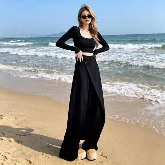 High Waist Women Pants Straight Wide Loose Fit Leg