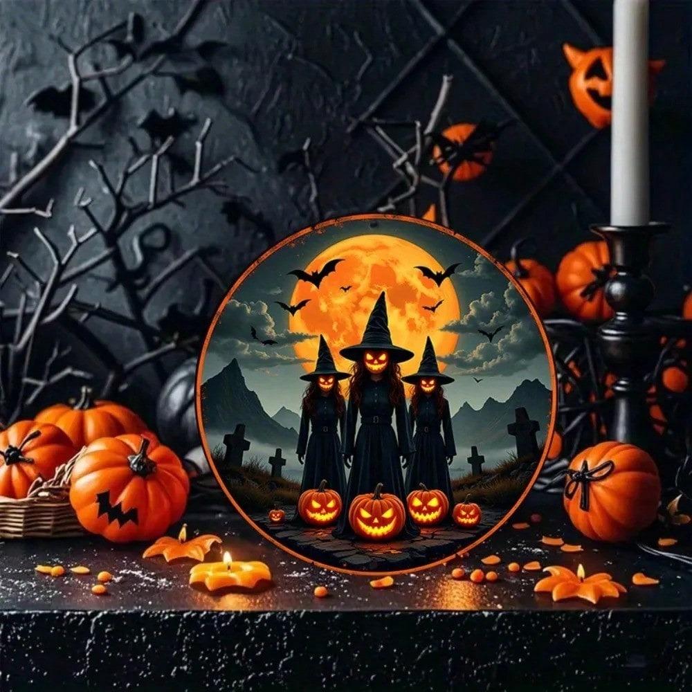 Halloween Witch Metal Sign Vintage Decor Wall Art Home Party