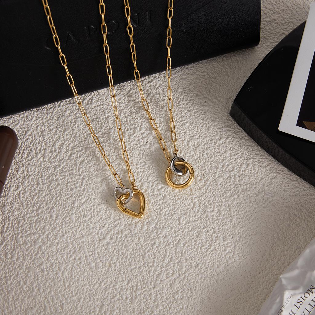  Stainless Steel Round Ring Paperclip Chain Necklace Waterproof Personalized Fashion Handmade Pendant DIY Accessories