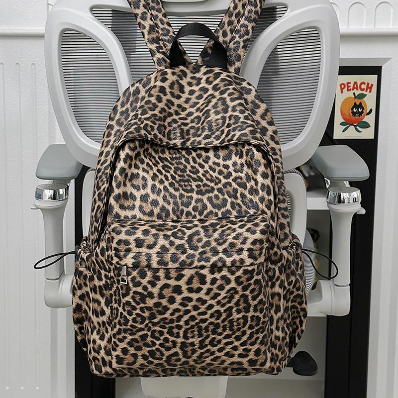 Leopard Print Backpack Women's Travel Casual Backpack Student Schoolbag