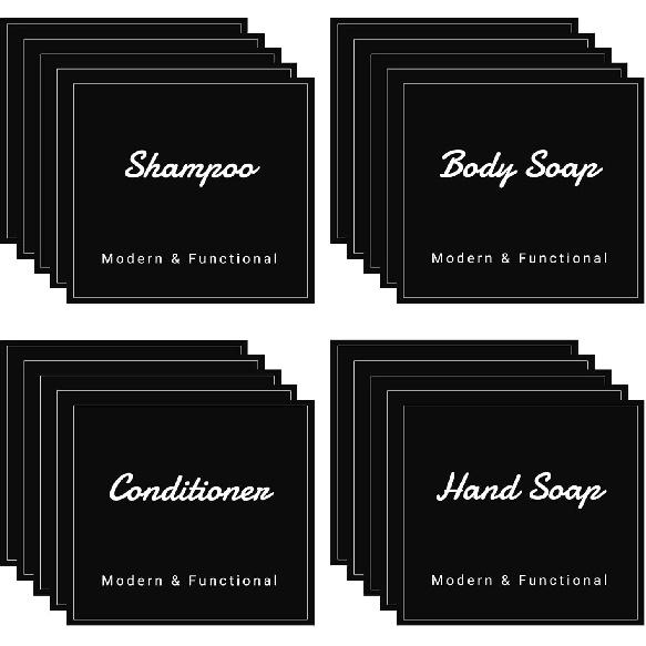 Suream Waterproof Labels for Plastic/Glass Bottles, Kitchen&Bathroom Stick Lable for Shampoo, Soap, Lotion, Conditioner, Home Organization, Soap