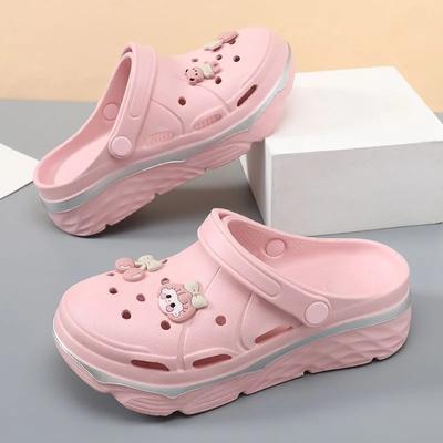 2024 Neue Wasserdichte Sommer Outdoor Klobige Plateau Strand Garten Schuhe Für Damen EVA Crogs Mädchen Dicke Sohle Sandalen Hausschuhe