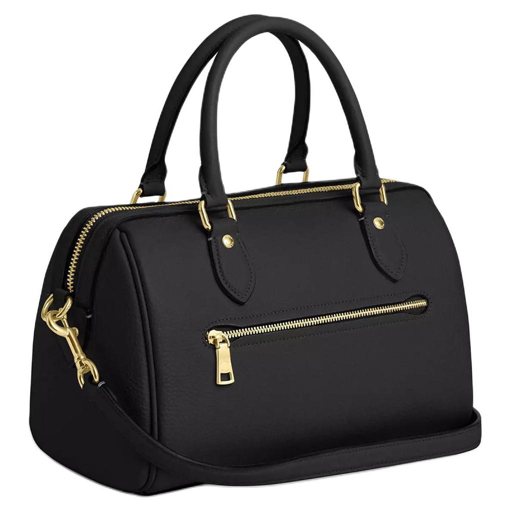 Coach Rowan 26 Brand Logo Adjustable Shoulder Strap Pebble Leather Shoulder Crossbody Tote Bag Medium Women Handbags Black CV962-IMBLK