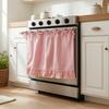 Oven Curtain, with Tie-Down Straps, Vintage Style, Easy Fastening Farmhouse Oven Door Ruffled Stove Skirt Curtain for Kitchen