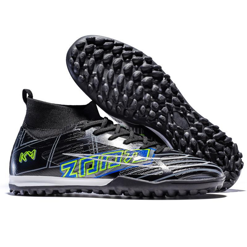 New High-top Football Shoes Men's Fly-woven Breathable Socks Professional Training Sneakers Long Nails Broken Nails Football Shoes Spot