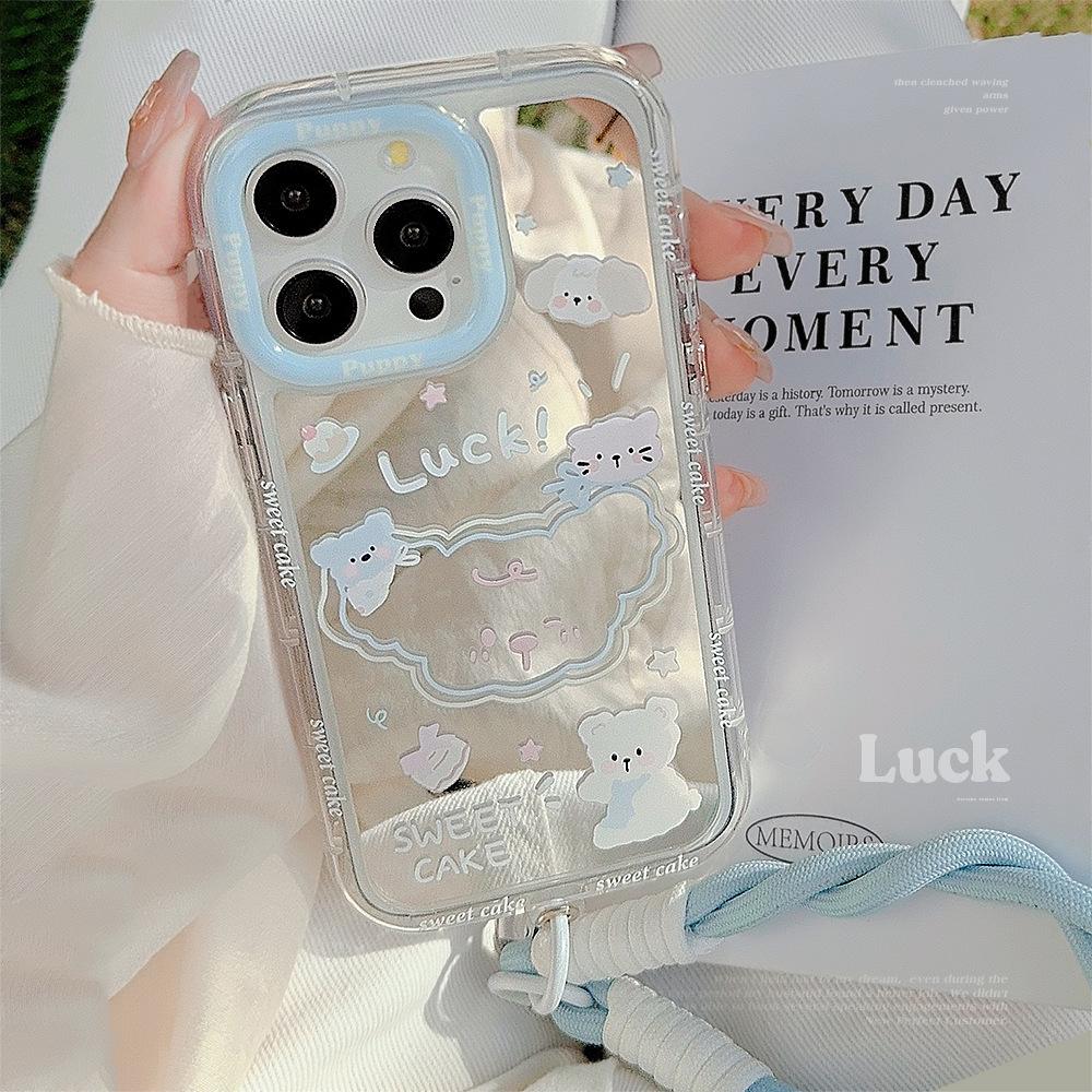 Summer Mirror Puppy Suitable for 16ProMax Apple 15 Mobile Phone Case IPhone 13 Cartoon 1211 Hand Rope
