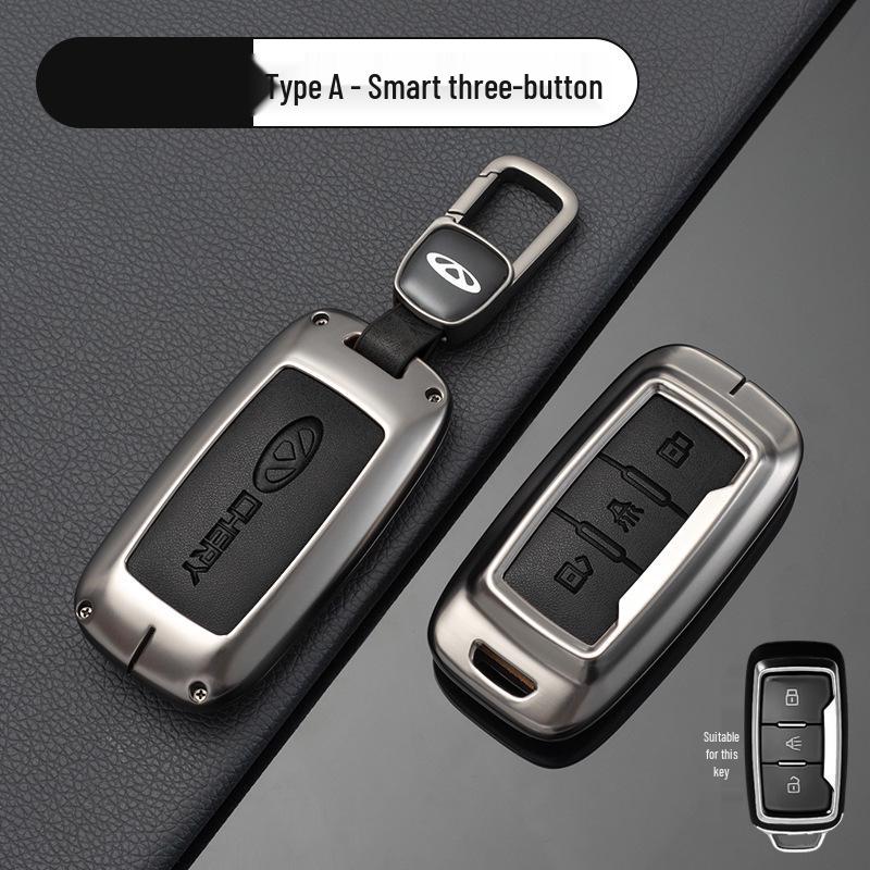 Chery Car Key Cover: Fits Tiggo, EQ1, QQ Ice Cream, Arrizo E - Small, Secure Metal Shell with Hanging Buckle