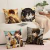 Game Genshin Impact Zhongli Cushion Cover Silky Short Plush Invisible Zipper Dustproof Sofa Pillow Case for Home Decor