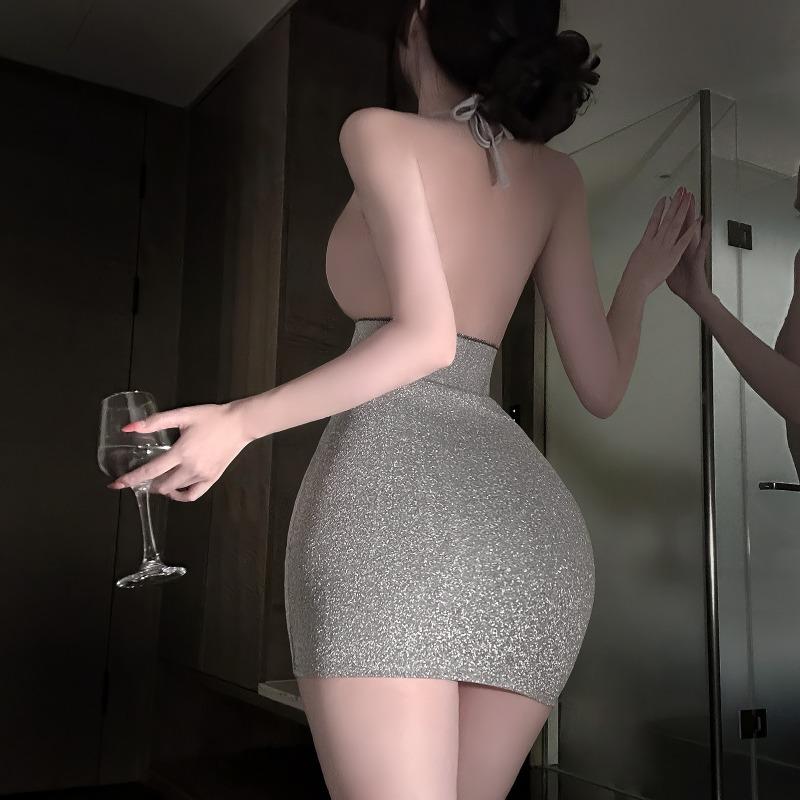 Sexy Halter One Piece Bodycon Skirt Seductive Intimate Lingerie Nightwear Set
