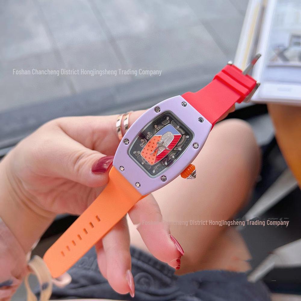 

Модные часы Richard House Marshmallow Candy Color - модный дизайн в форме бочки оранжевый