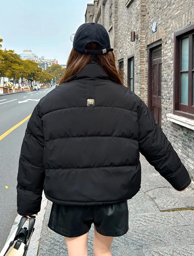 Women’s Short Stand Collar Windproof Thicken Warm Winter Jacket With M