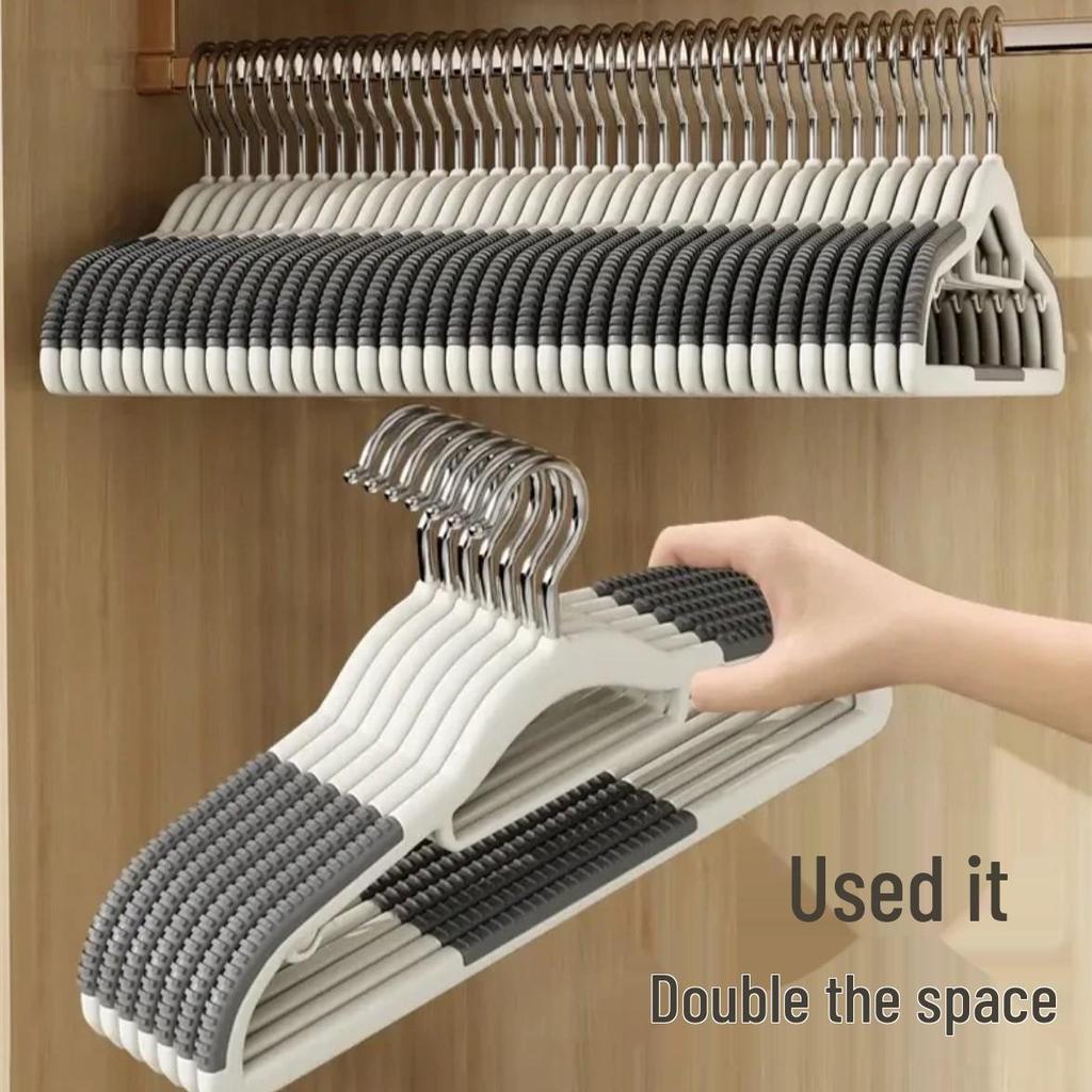 Double-Slot Non-Slip No-Mark Plastic Hanger - Thickened Design for No Shoulder Bumps, Ideal for Hanging and Drying Clothes