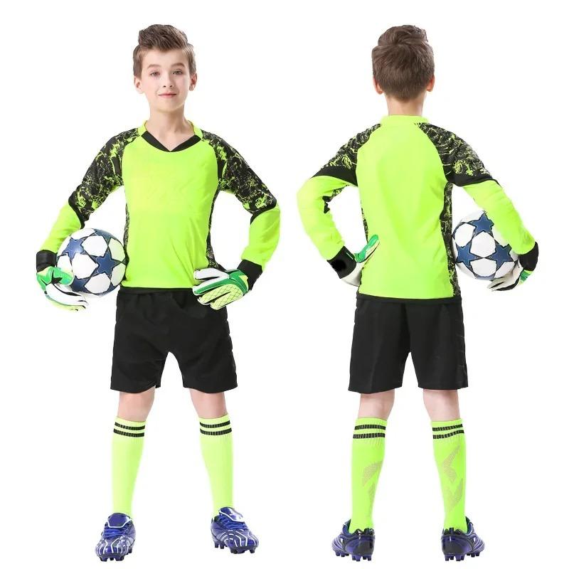 Kids Goalkeeper Uniform Boys Goalkeeper Jersey Doorkeepers Long Sleeve Sponge Protective Football Uniform For Children's