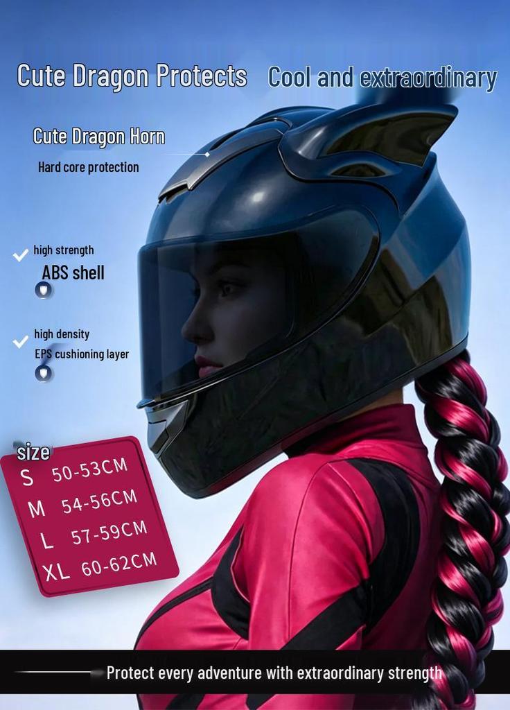 Universal Dragon Ears Full Face Helmet for Women - All Seasons Motorcycle & Electric Scooter Use