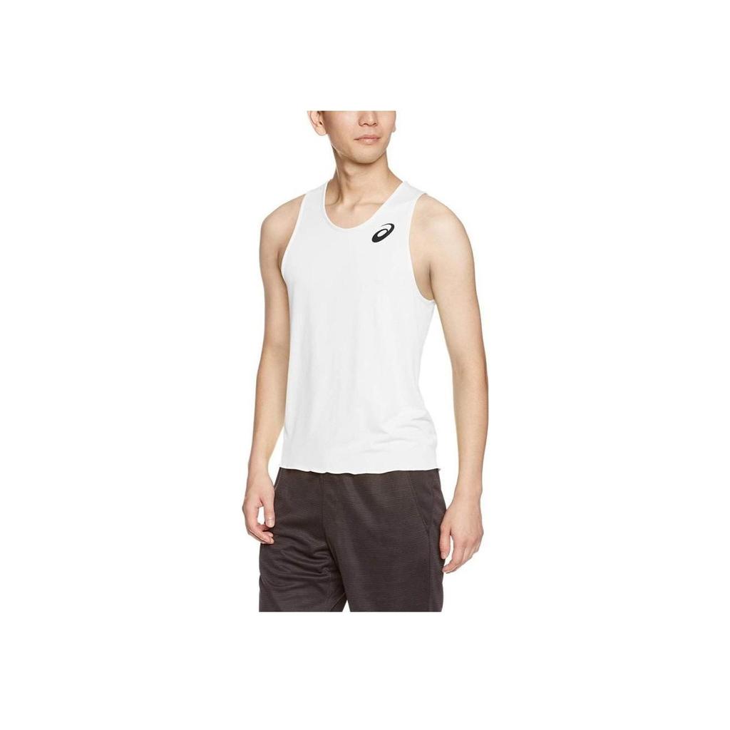 Asics Logo Print Round Neck Sleeveless Running Vest Men Tops White XT1038-01