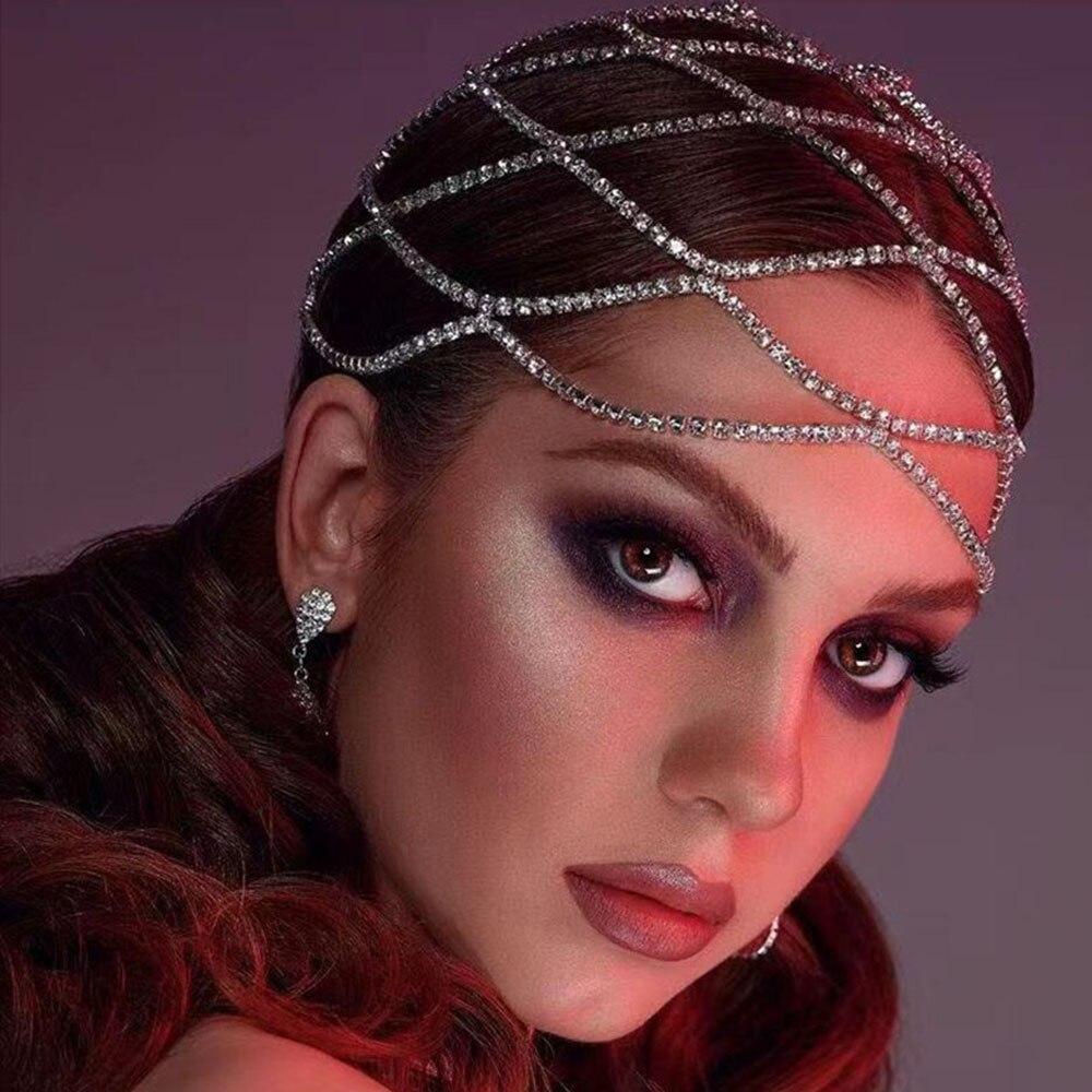 

Stonefans 1920 s сетчатая шапка со стразами головной убор для женщин и девочек 2023 хлопушка на голову цепочка ювелирные изделия Гэтсби Клеопатра аксессуары для волос Type 2 серебряный