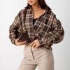Women's Long Sleeve Shirt Retro Versatile Plaid Pocket Casual Shirt