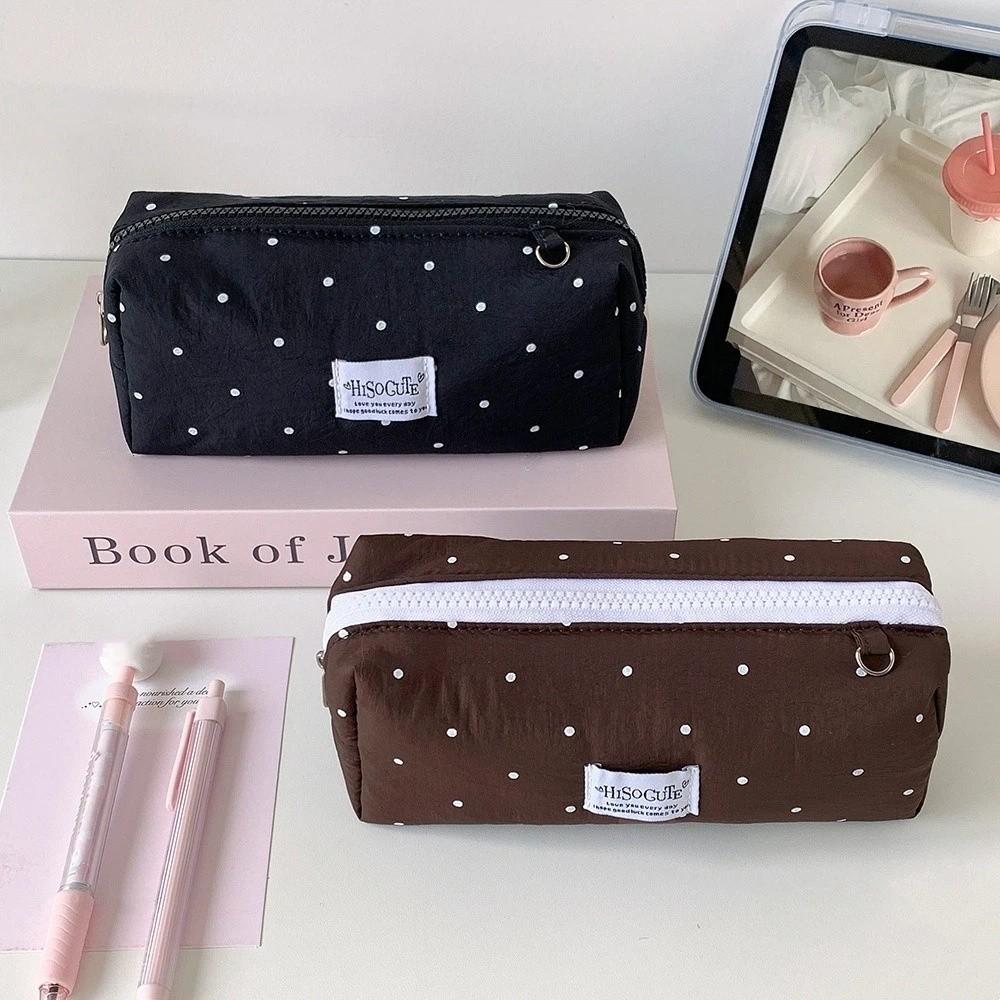 Pencil Pouch Korean Style Pen Bag Large Capacity Cloth Stationery Bag Y2k Dots Pencil Case Office