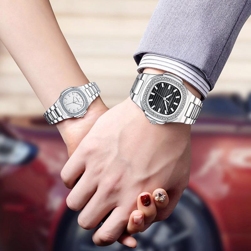 Duke of Lorraine Qixi Nautilus His & Hers Couple Watches - Full Diamond Automatic for Boyfriend/Girlfriend