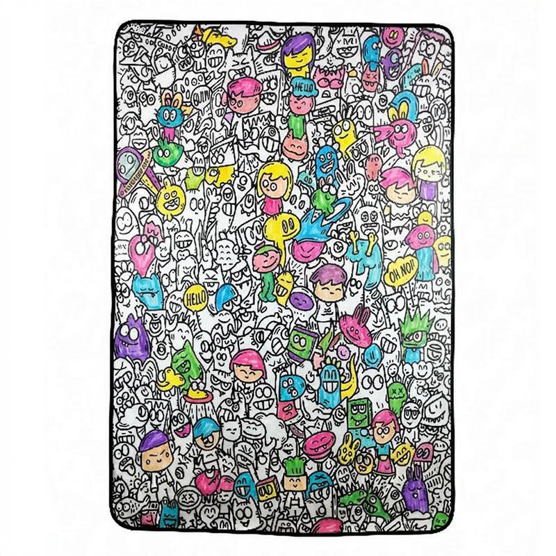 Cross-border Creative DIY Hand-painted Cartoon Graffiti Blanket - Handmade Coloring Decompression Bedroom Blanket.